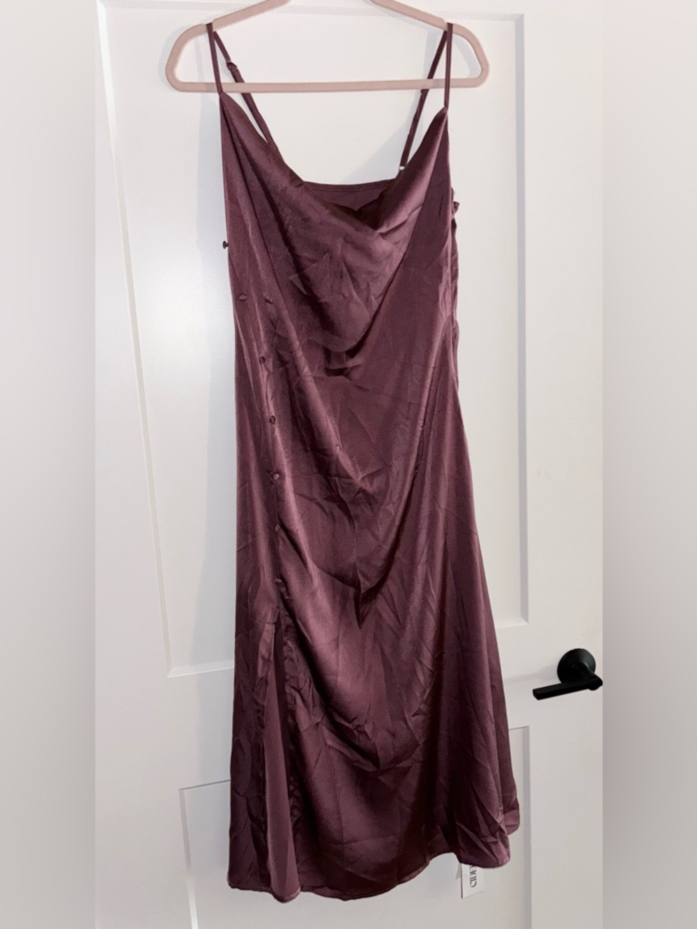 Cider Mauve Satin Slip Dress with Cowl Neck- Size Medium - NWT